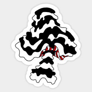 The Perfect Magic Mushroom: Trippy Dripping Wavy Black and White and Red Contour Lines Sticker